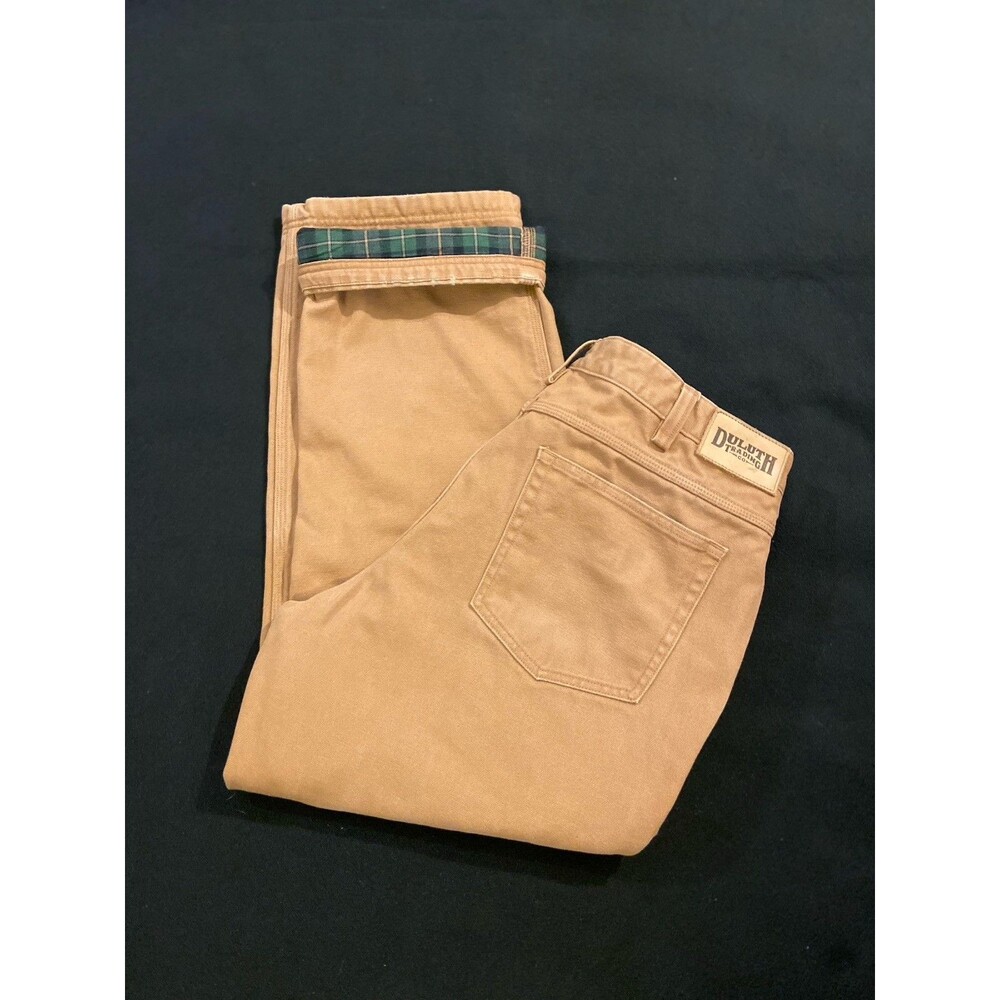Deluth Flannel Lined Work Pants Men’s 38X30 Brown Khaki Y2K Vintage Chino